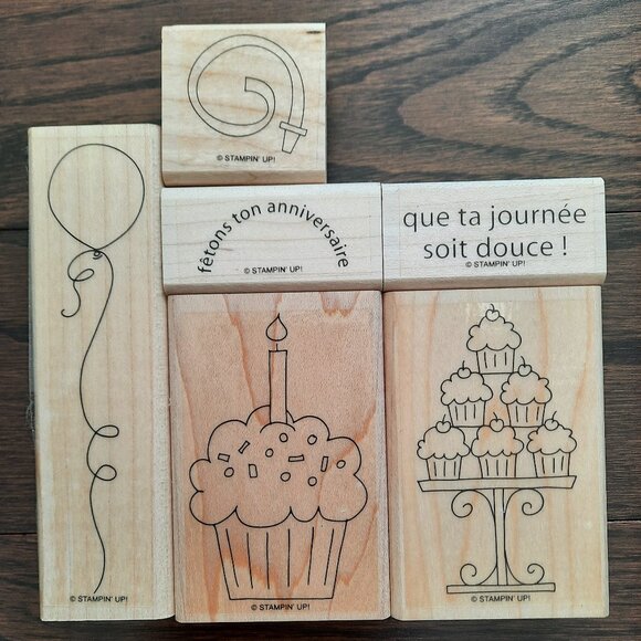 Stampin' Up Gateaux en Folie Birthday Wood Mounted Stamp Set - Picture 1 of 7